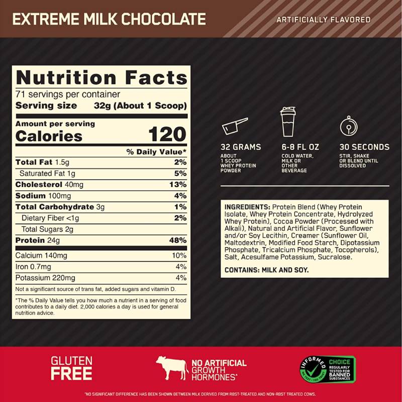 Optimum Nutrition Gold Standard 100% Whey Extreme Milk Chocolate Powder 5lbs - DoctorOnCall Online Pharmacy