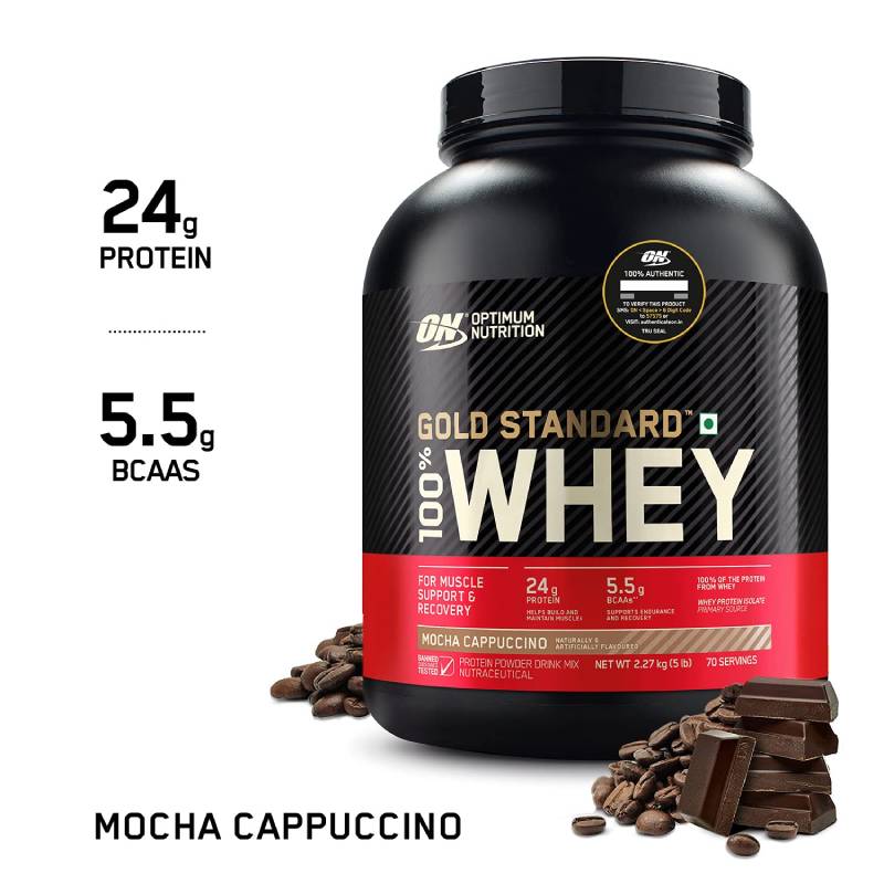 Optimum Nutrition Gold Standard 100% Whey Mocha Cappuccino Powder 5lbs - DoctorOnCall Farmasi Online