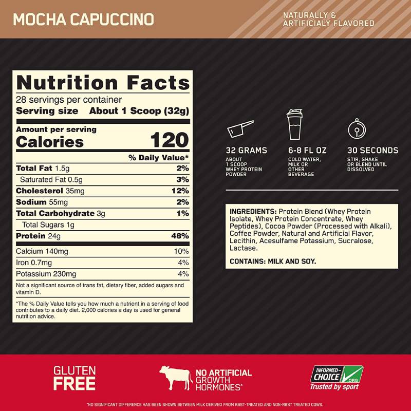 Optimum Nutrition Gold Standard 100% Whey Mocha Cappuccino Powder 5lbs - DoctorOnCall Online Pharmacy