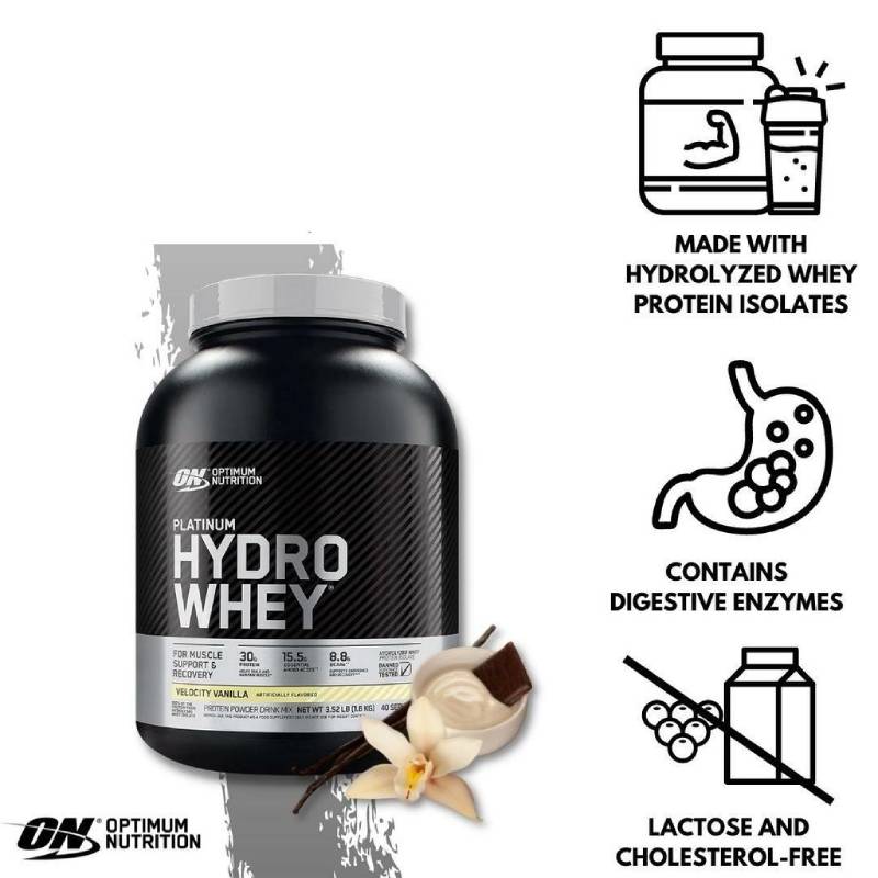 Optimum Nutrition Platinum Hydro Whey Velocity Vanilla Powder 1590g - DoctorOnCall Farmasi Online