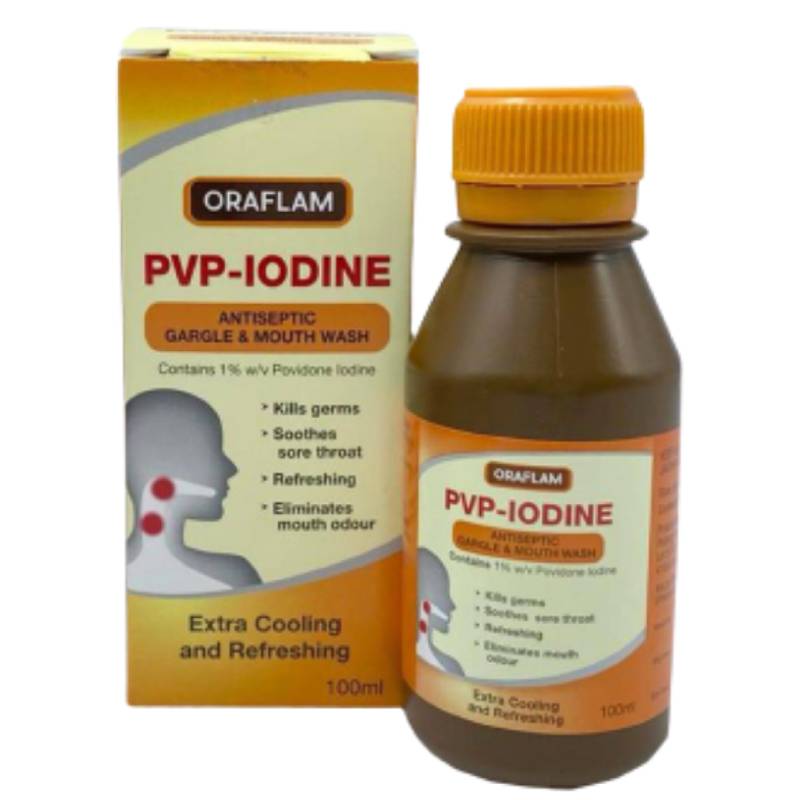 Oraflam PVP-Iodine Antiseptic Gargle & Mouth Wash 100ml - DoctorOnCall Online Pharmacy