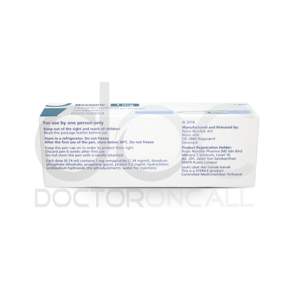 Ozempic 1.34mg/ml (1mg/dose) Pre-filled Pen 3ml x1 (pen) - DoctorOnCall Online Pharmacy