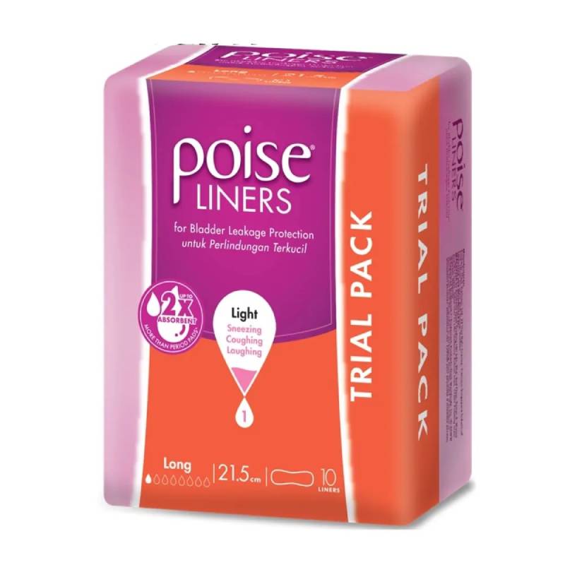 Poise Long 21.5cm Liner 10s - DoctorOnCall Online Pharmacy