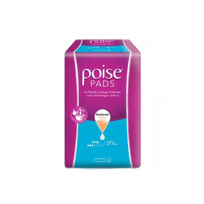 Poise Long 27.6cm Pad - 14s - DoctorOnCall Online Pharmacy