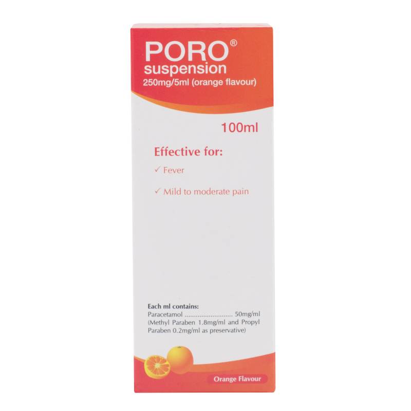 Poro 250mg/5ml Suspension 100ml Strawberry - DoctorOnCall Online Pharmacy