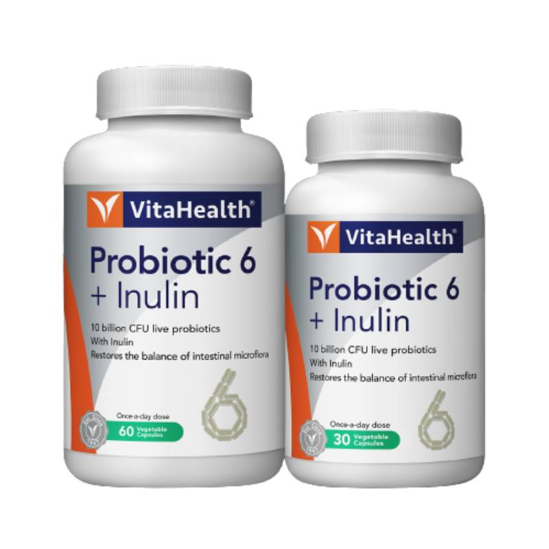 VitaHealth Probiotic 6 + Inulin Capsule 60s + 30s - DoctorOnCall Farmasi Online