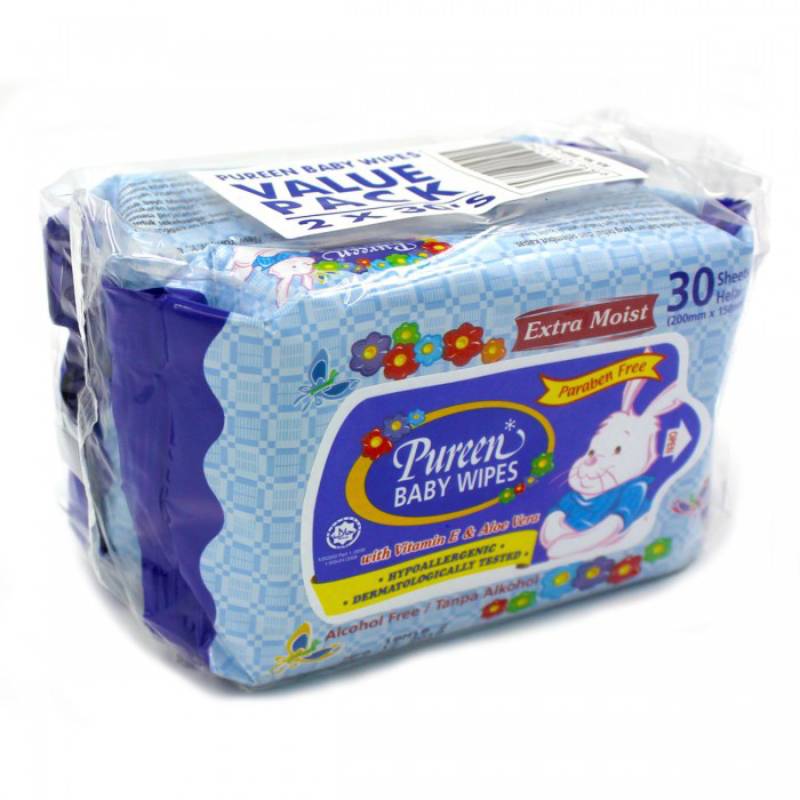 Pureen Baby Wipes - Blue 30s x2 - DoctorOnCall Online Pharmacy