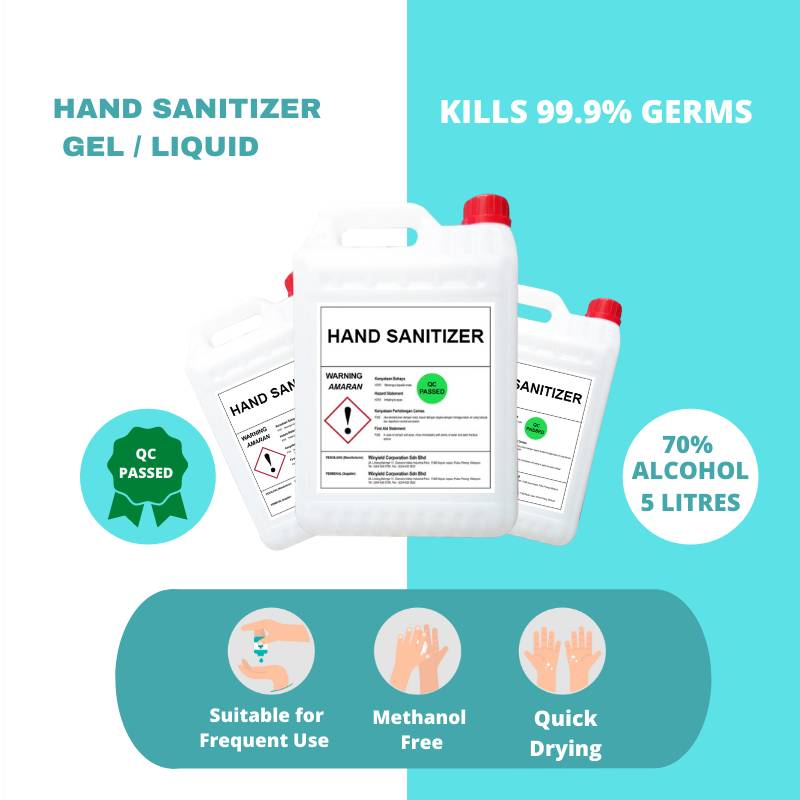 Hand Sanitizer Refill 70% Alcohol 5L x4 (Gel) - DoctorOnCall Online Pharmacy