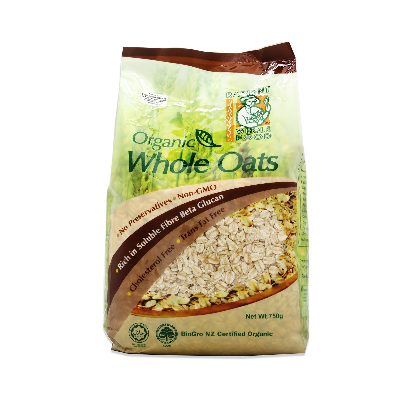 Radiant Whole Food Organic Whole Oats 750g - DoctorOnCall Online Pharmacy