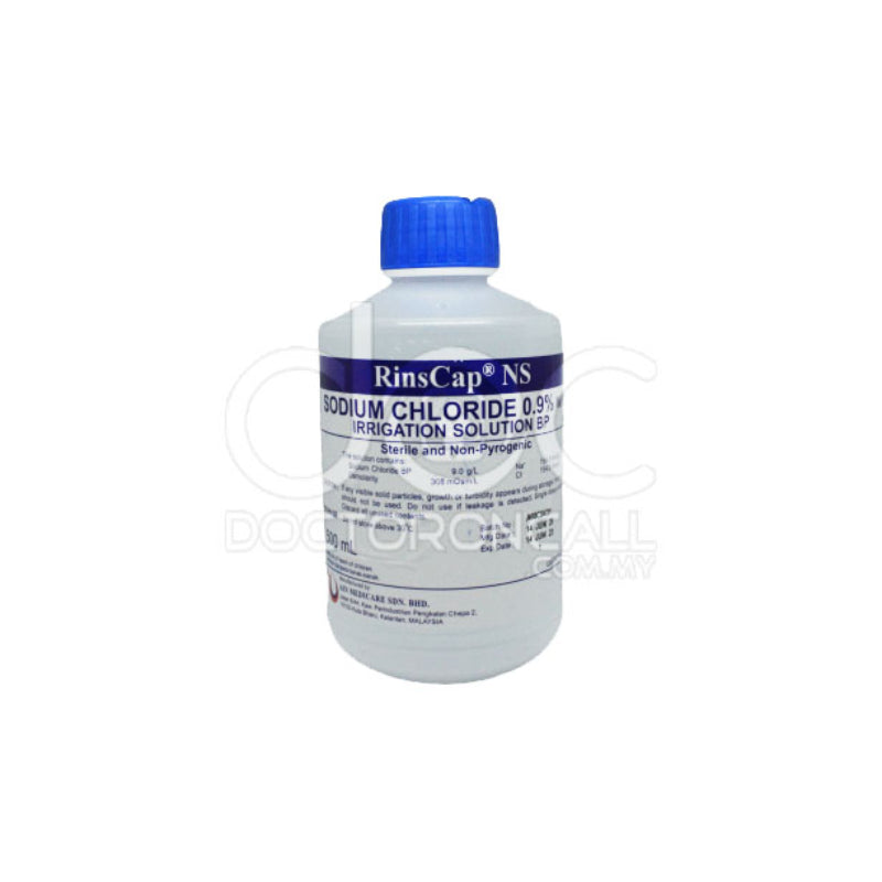 RinsCap Normal Saline 0.9% For Irrigation Solution 0.5L - DoctorOnCall Farmasi Online