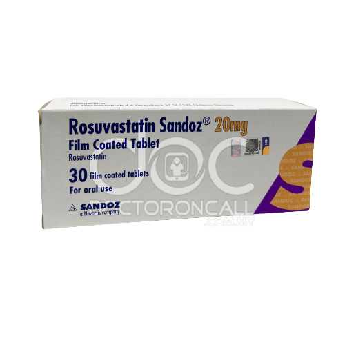 Sandoz Rosuvastatin 20mg Tablet 30s - DoctorOnCall Online Pharmacy