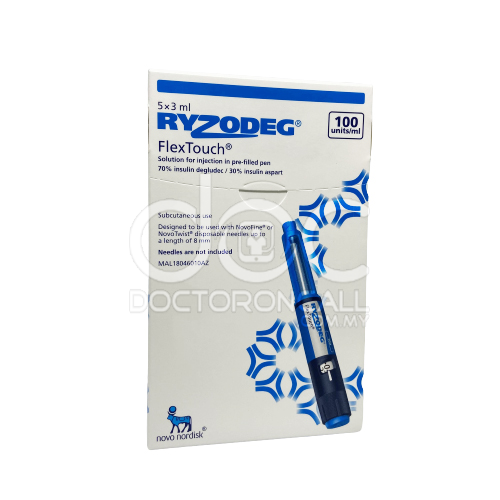 Ryzodeg Flextouch 100U/ml Pre-filled Pen 3ml x1 (pen) - DoctorOnCall Farmasi Online