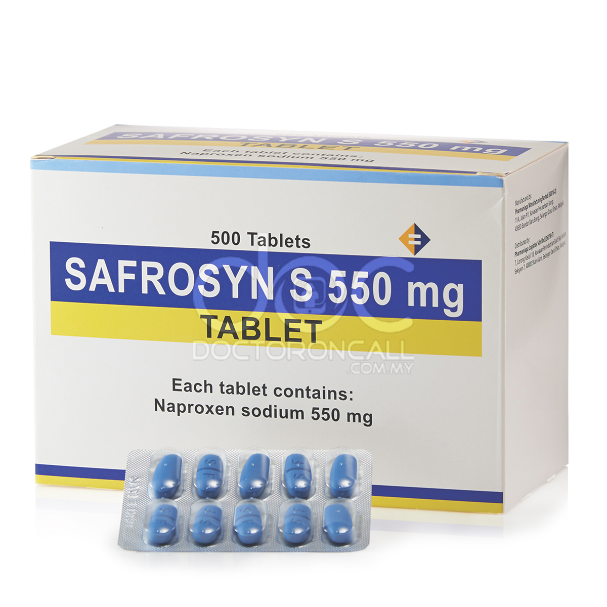 Pharmaniaga Safrosyn S 550mg Tablet 10s (strip) - DoctorOnCall Online Pharmacy