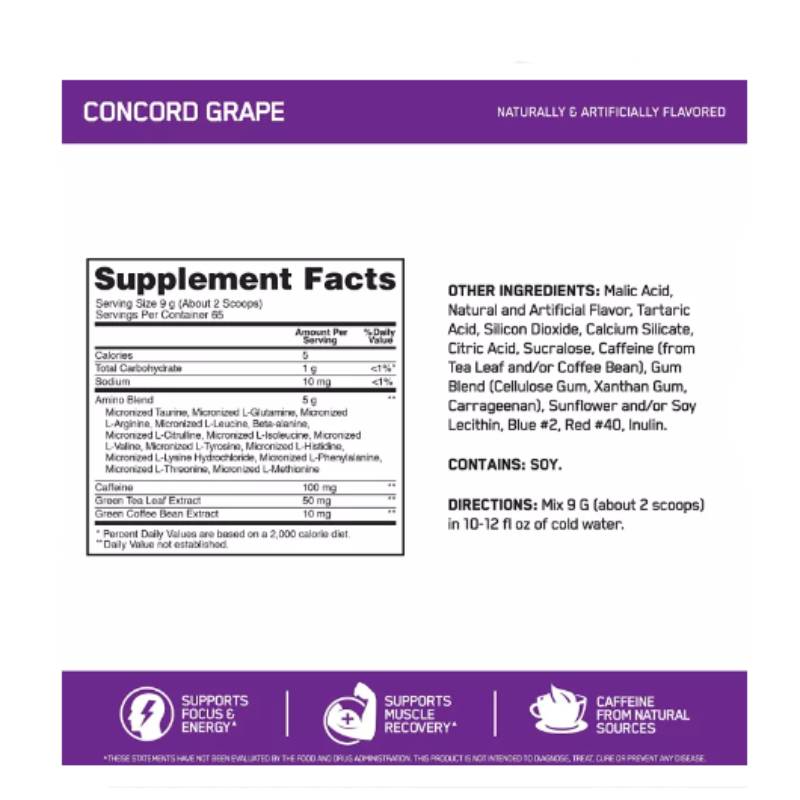 Optimum Nutrition BCAA Boost Grape Burst Powder 390g - DoctorOnCall Farmasi Online