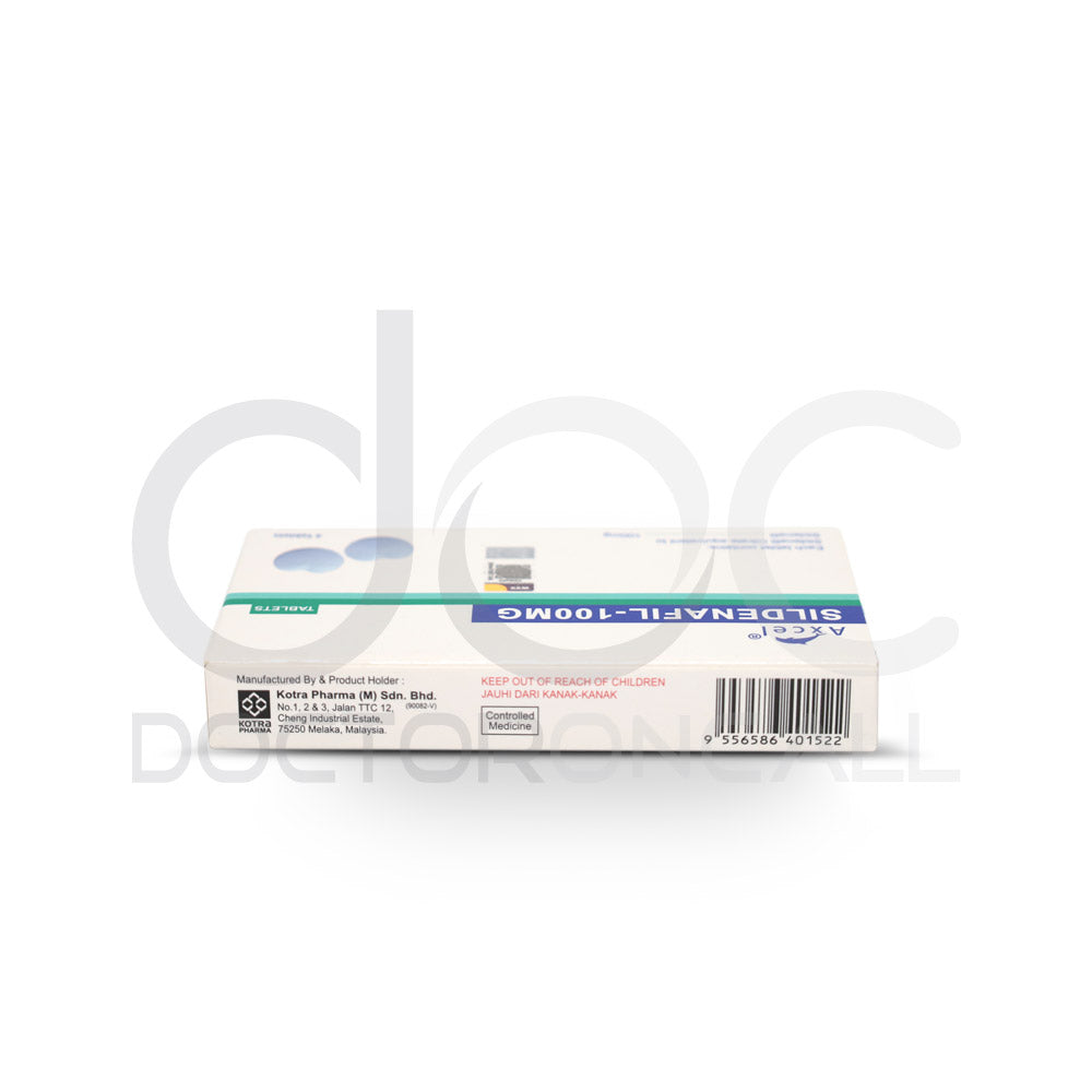 Buy Axcel Sildenafil 100mg Tablet 4s- Uses, Dosage, Side Effects