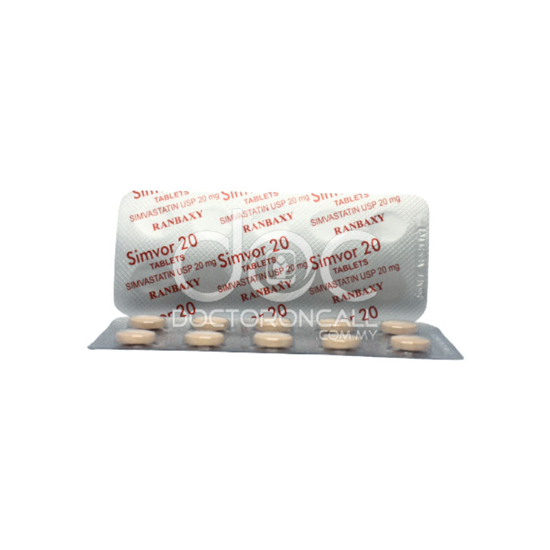 Simvor 20mg Tablet 10s (strip) - DoctorOnCall Online Pharmacy