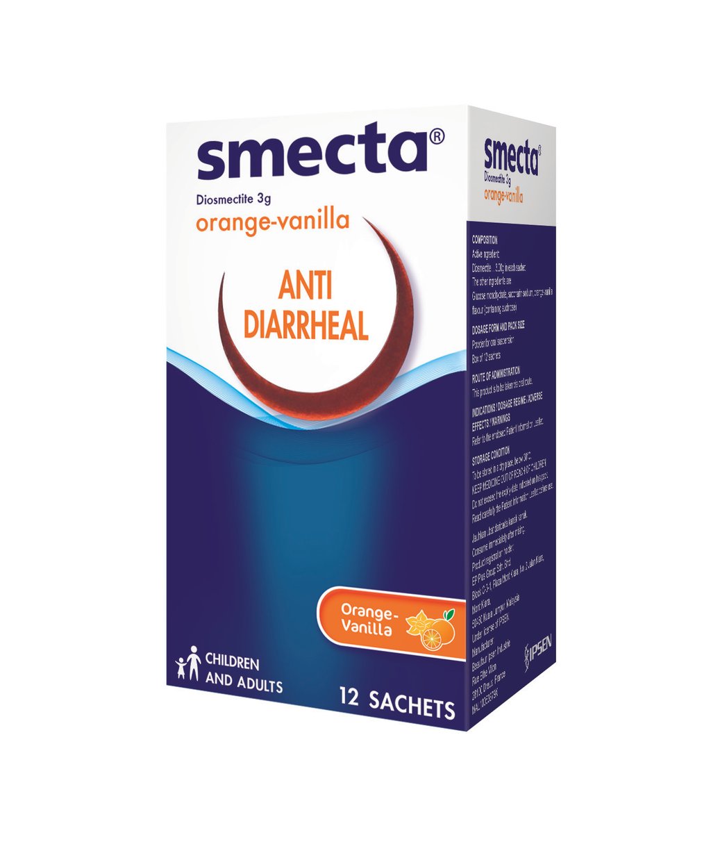 Smecta Anti-Diarrheal (Orange-Vanilla) 12's (Box) - DoctorOnCall Online Pharmacy