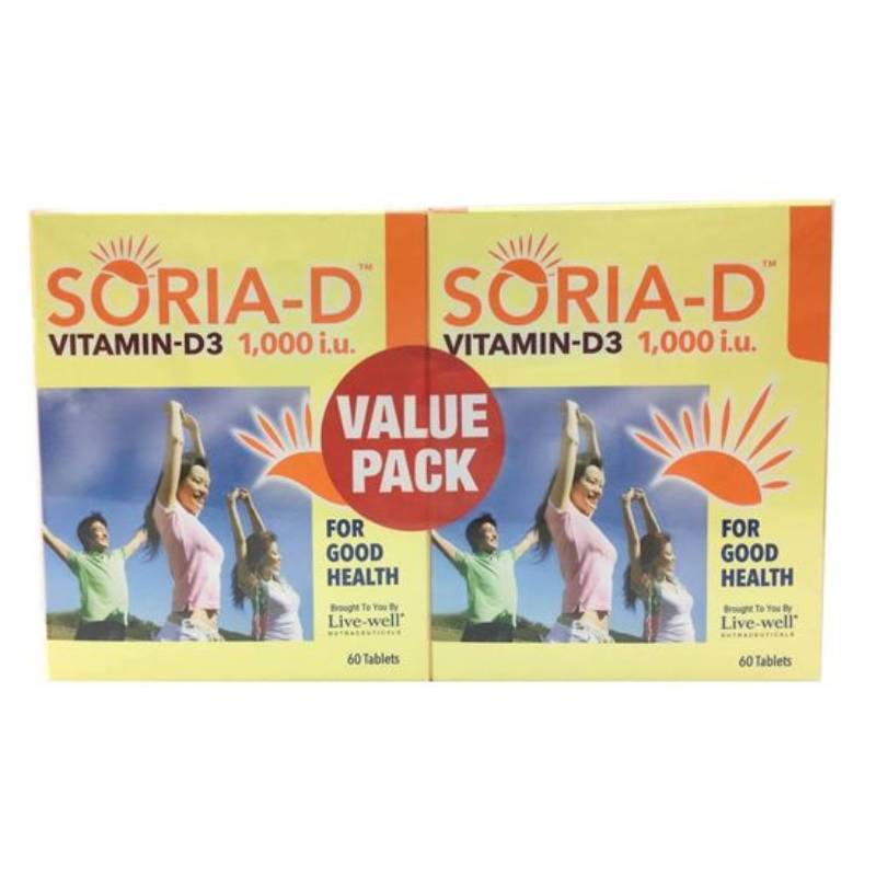 Soria-D Vitamin D3 1000iu Tablet 60s x2 - DoctorOnCall Online Pharmacy