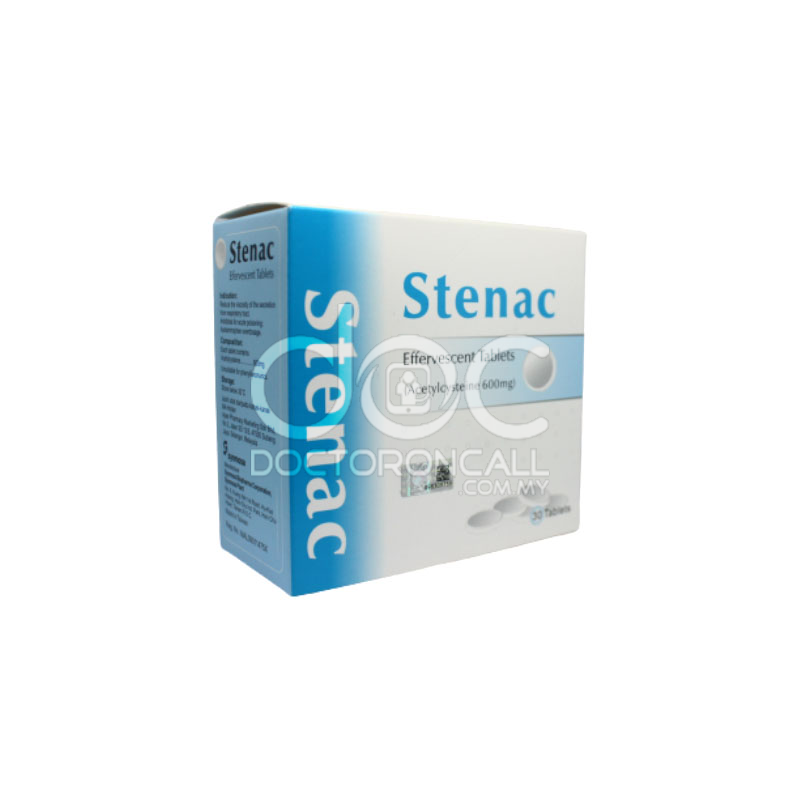 Stenac 600mg Effervescent Tablet-Batuk lama Dan sakit dada