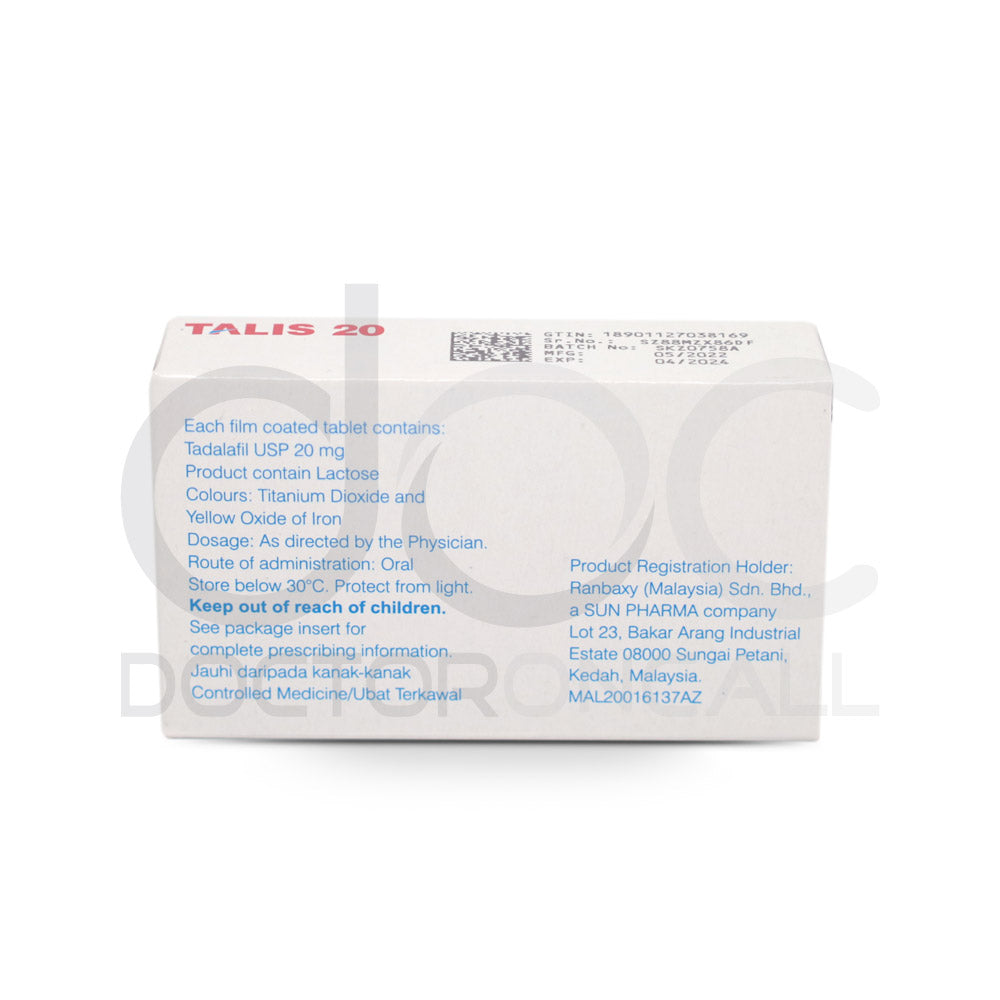 Talis 20mg Tablet 4s - DoctorOnCall Farmasi Online