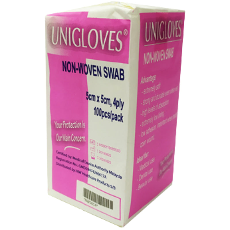 Unigloves Non-Woven Swab 5x5 100s - DoctorOnCall Farmasi Online