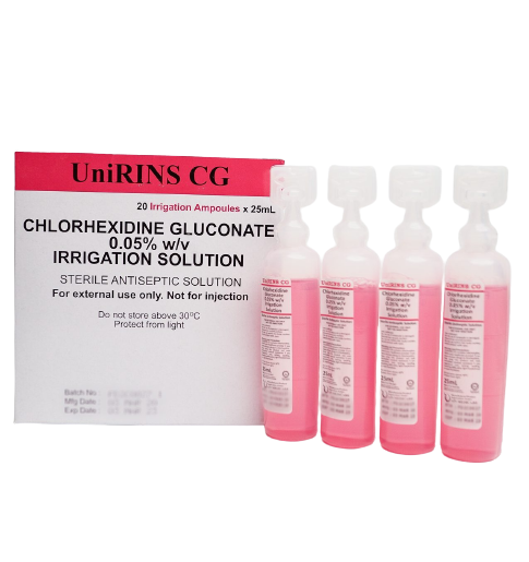 Ain Medicare Unirins CG (Chlorhexidine Gluconate 0.05%) Irrigation Solution 25ml x20 - DoctorOnCall Farmasi Online