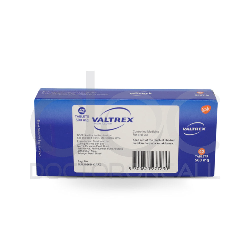 Valtrex 500mg Tablet 10s (strip) - DoctorOnCall Farmasi Online