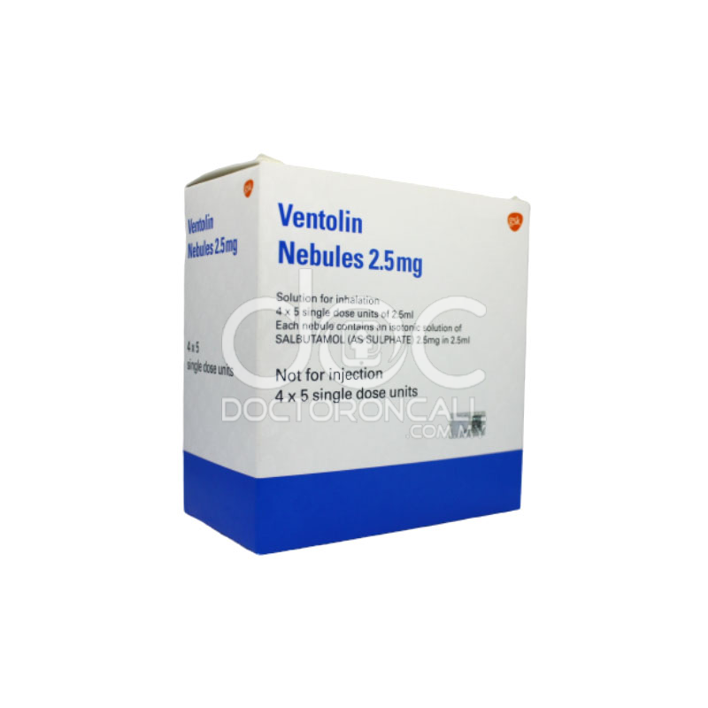 Ventolin 2.5 mg/2.5ml Nebules 5s (strip) - DoctorOnCall Online Pharmacy