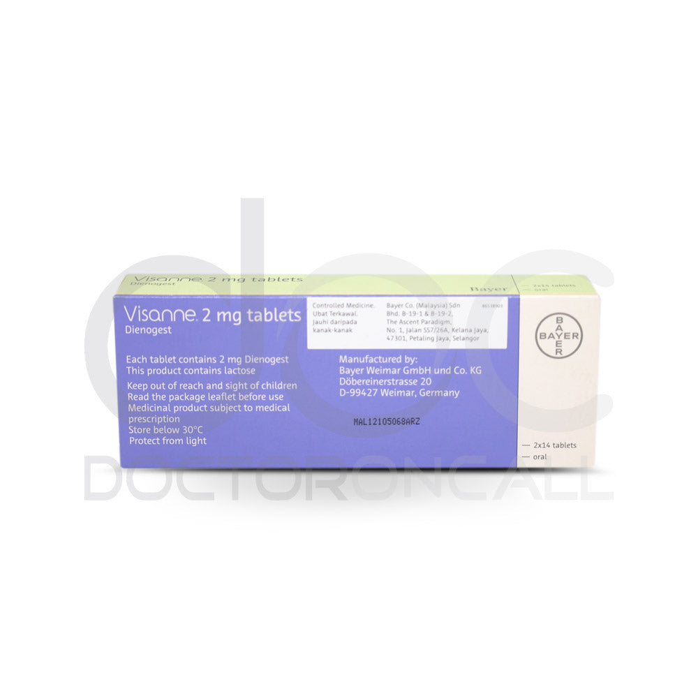 Visanne (Dienogest) 2mg Tablet 28s - DoctorOnCall Farmasi Online