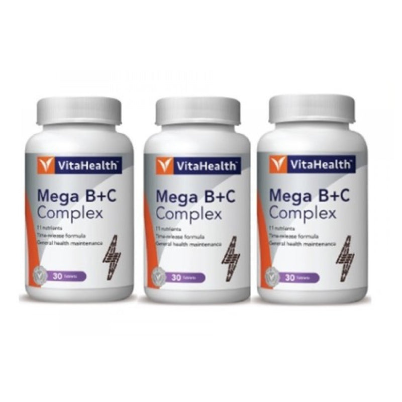 VitaHealth Mega B+C Complex Time Release Nutrition Tablet 30s x3 - DoctorOnCall Online Pharmacy