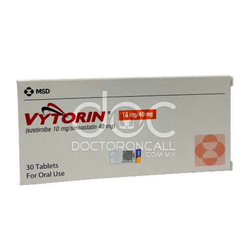 Vytorin 10/40 mg Tablet 10s (strip) - DoctorOnCall Farmasi Online