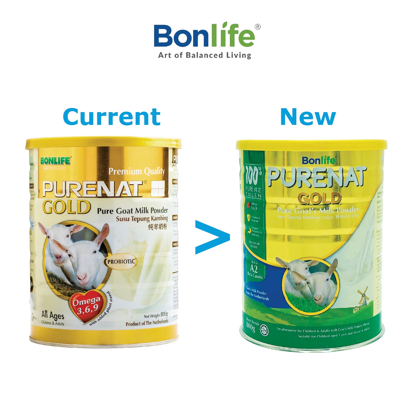 Bonlife Green Food Purenat Gold Goat Milk Powder 800g - DoctorOnCall Online Pharmacy