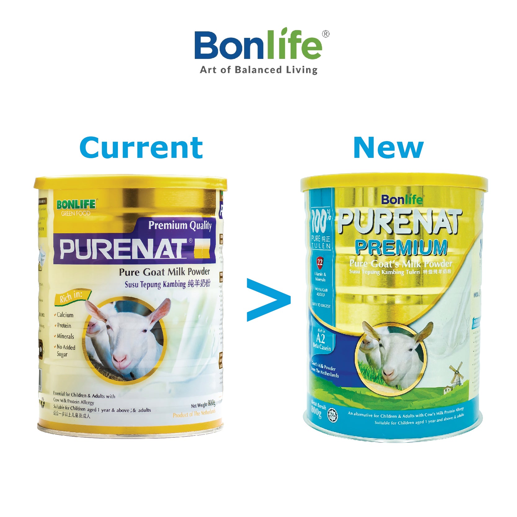 Bonlife Green Food Purenat Premium Goat Milk 800g - DoctorOnCall Farmasi Online