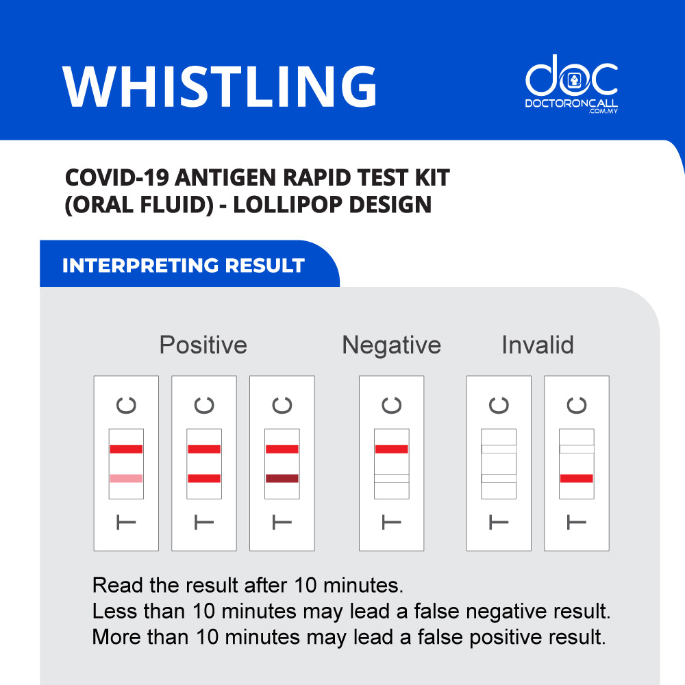 Whistling COVID-19 Home Rapid Antigen Kit (RTK) Lollipop Design (EXP: 26/11/23) 5s - DoctorOnCall Farmasi Online