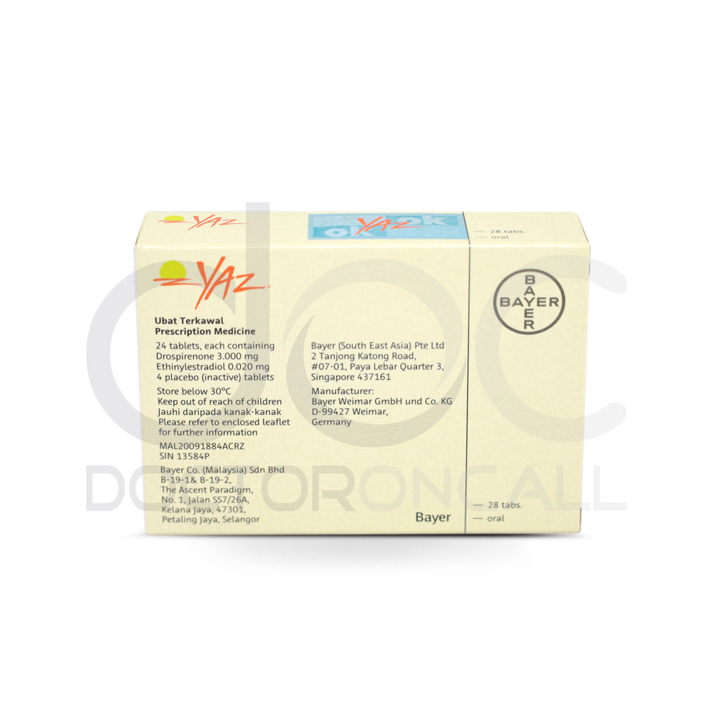 Yaz Tablet 28s - DoctorOnCall Online Pharmacy