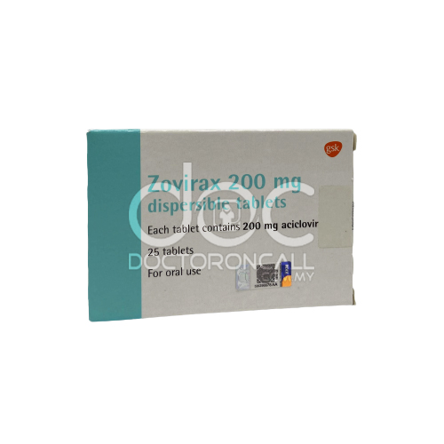 Zovirax 200mg Tablet 25s - DoctorOnCall Farmasi Online
