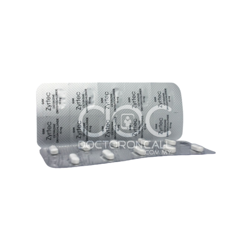 Zyrtec 10mg Tablet 10s (strip) - DoctorOnCall Farmasi Online