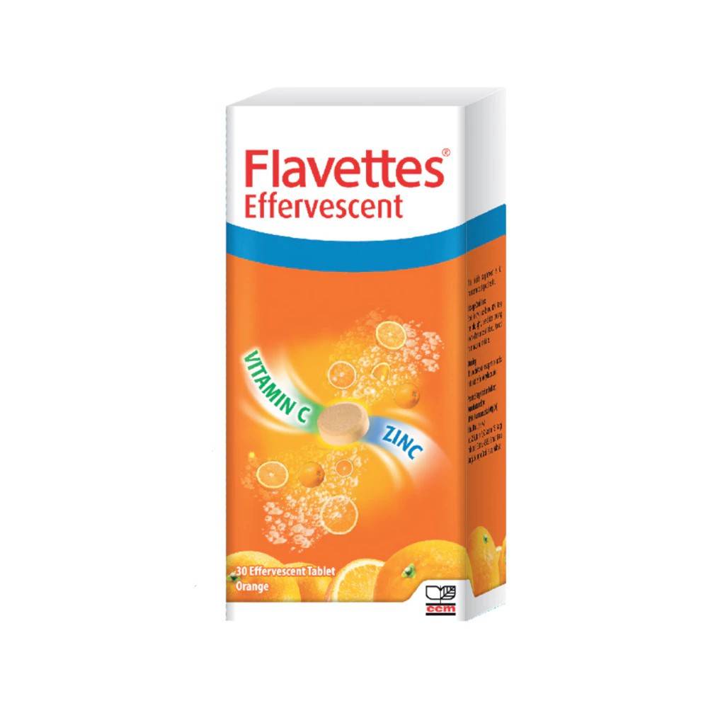Flavettes Vitamin C + Zinc Effervescent Tablet 30s - DoctorOnCall Farmasi Online