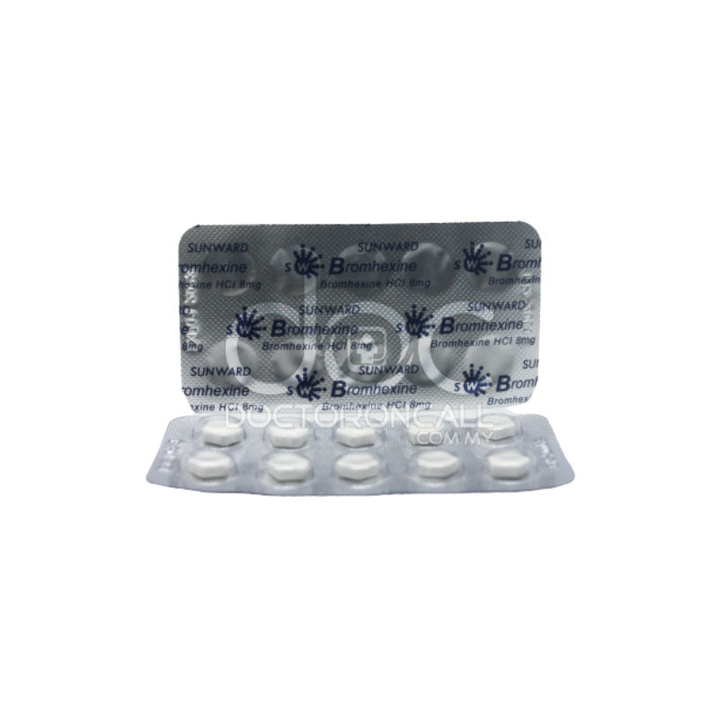 Sunward Bromhexine 8mg Tablet 10s (strip) - DoctorOnCall Online Pharmacy