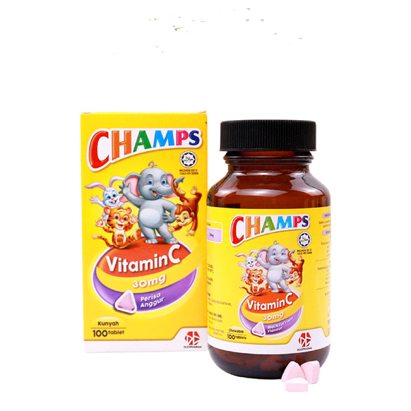 Champs Vitamin C 30mg Chewable Tablet (Blackcurrant) 100s - DoctorOnCall Online Pharmacy