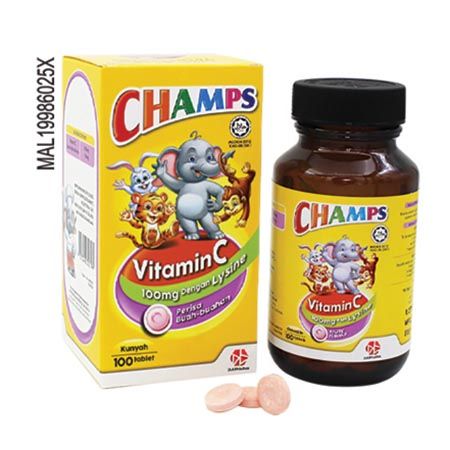 Champs Vitamin C 100mg Chewable Tablet (Lysine Fruiti) 100s - DoctorOnCall Online Pharmacy