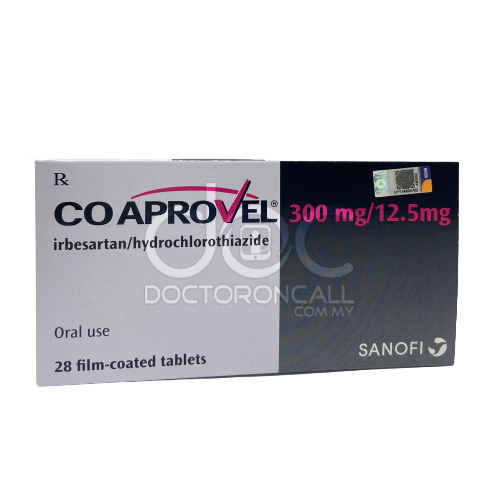 CoAprovel 300/12.5mg Tablet 14s (strip) - DoctorOnCall Online Pharmacy