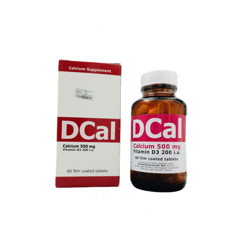 Dcal Calcium 500mg + Vitamin D3 Tablet 60s - DoctorOnCall Farmasi Online