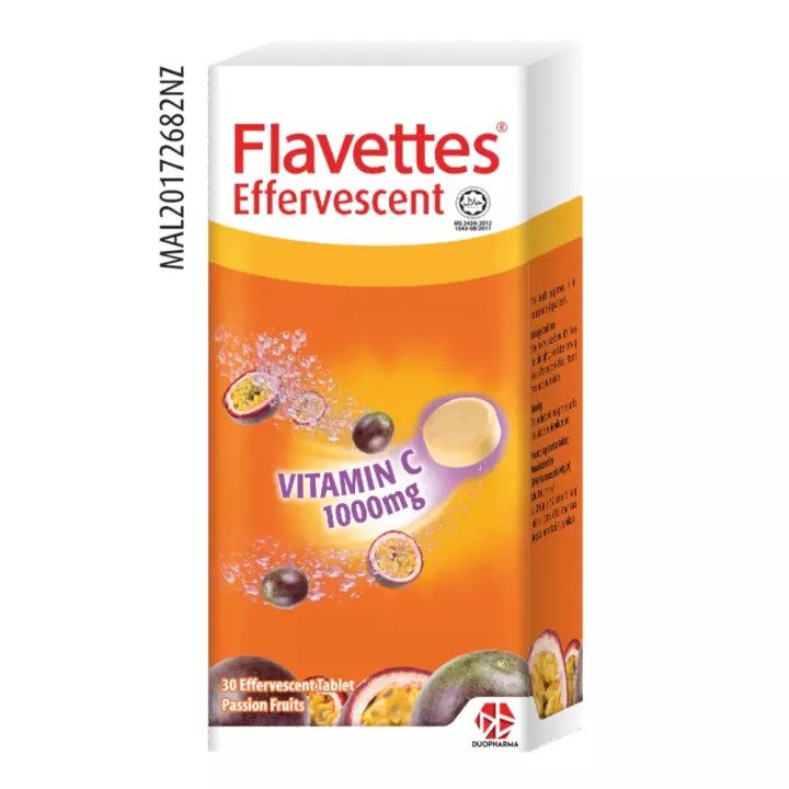 Flavettes Vitamin C 1000mg Effervescent Tablet 15s (Orange) - DoctorOnCall Online Pharmacy