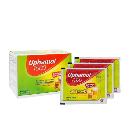 Uphamol 1000mg Cold Honey Lemon Sachet 25s - DoctorOnCall Farmasi Online