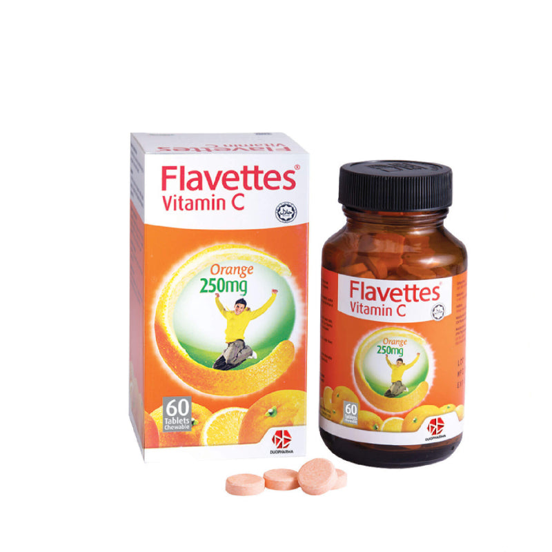 Flavettes Vitamin C 250mg Tablet 60s Orange - DoctorOnCall Online Pharmacy