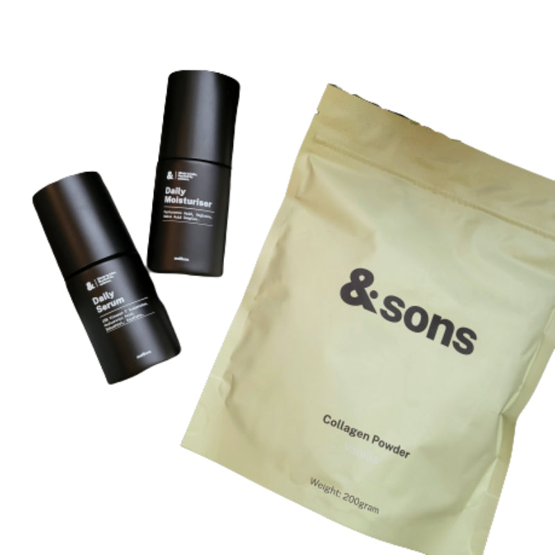 AndSons Healthy Skin Kit For Men (Moisturiser + Vitamin C Serum + Collagen Powder) 1s - DoctorOnCall Farmasi Online