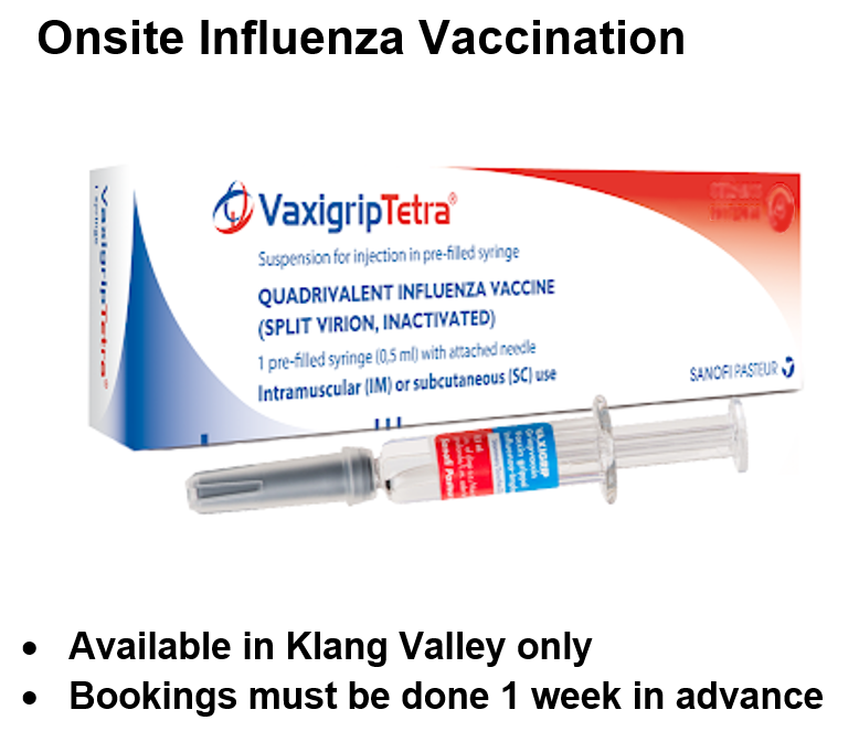Test Onsite - Onsite Flu Vaccination x 1 (pax) - DoctorOnCall Online Pharmacy