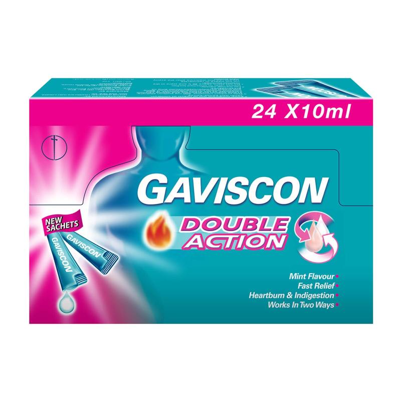 Gaviscon Double Action Sachets 10ml x 24 sachets (box) - DoctorOnCall Online Pharmacy