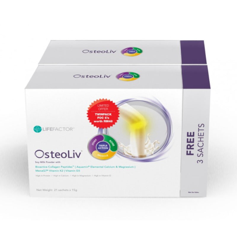 LifeFactor Osteoliv Soy Milk Powder Sachet 21s x2 +  FOC 6s - DoctorOnCall Farmasi Online
